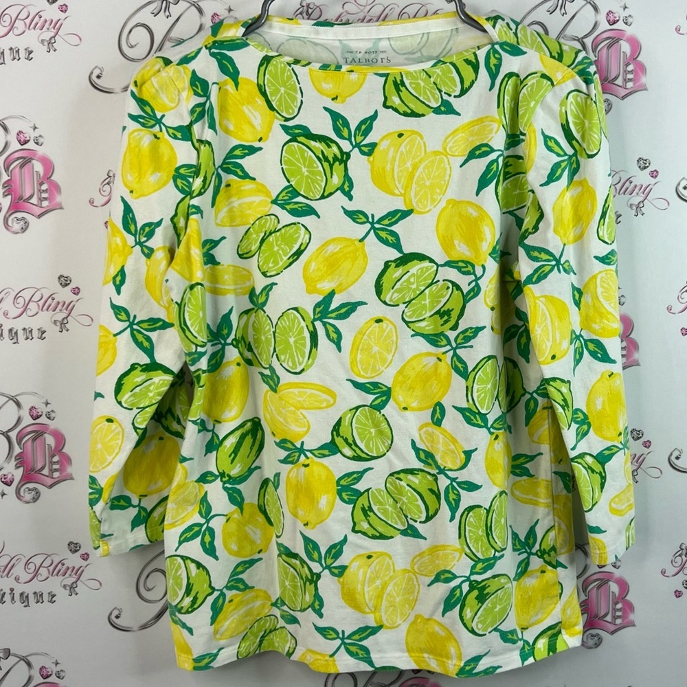 Talbots long sleeve fruit shirt top Lemon and Lime Print Women's Sweatshirt